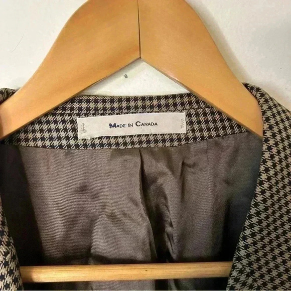 Vintage Chaps Ralph Lauren Houndstooth Silk Wool Blazer Size 48T - Picture 4 of 8